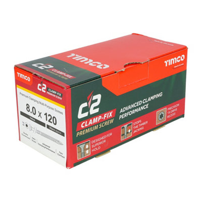Timco C2 Clamp-Fix Screws - 5 X 100mm, Tub Of 300, Twin-Cut Technology For Timber Framing