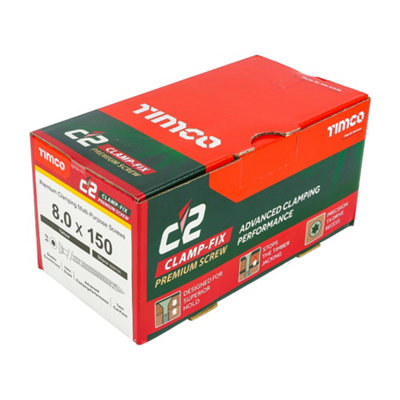 TIMCO C2 Clamp-Fix Multi-Purpose Premium Countersunk Gold Woodscrews - 8.0 x 150