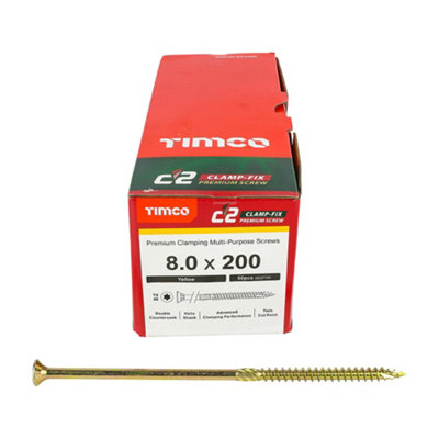 TIMCO C2 Clamp-Fix Multi-Purpose Premium Countersunk Gold Woodscrews - 8.0 x 200 (50pcs)