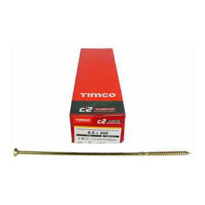 TIMCO C2 Clamp-Fix Multi-Purpose Premium Countersunk Gold Woodscrews - 8.0 x 300 (25pcs)