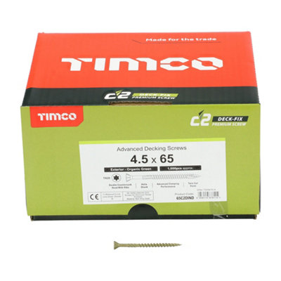TIMCO C2 Deck-Fix Premium Countersunk Green Decking Screws - 4.5 x 65 (1000pcs)