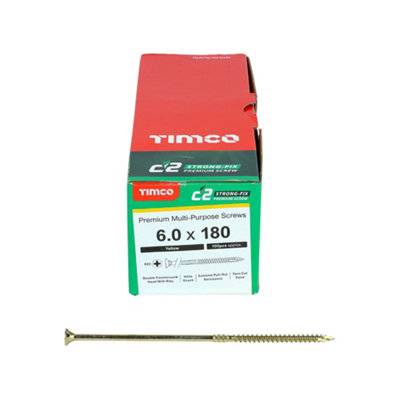 TIMCO C2 Strong-Fix Multi-Purpose Premium Countersunk Gold Woodscrews - 6.0 x 180 (100pcs)