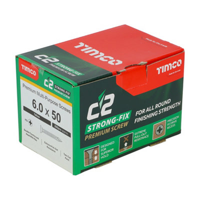 TIMCO C2 Strong-Fix Multi-Purpose Premium Countersunk Gold Woodscrews - 6.0 x 50