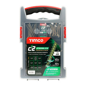 Timco - C2 Strong-Fix Multi-Purpose Premium Screws - Mixed Grab Pack - PZ - Double Countersunk - Yellow (Size 600pcs - 600 Pieces)