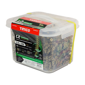 Timco - C2 Strong-Fix Multi-Purpose Premium Screws - PZ - Double Countersunk - Yellow (Size 5.0 x 100 - 800 Pieces)