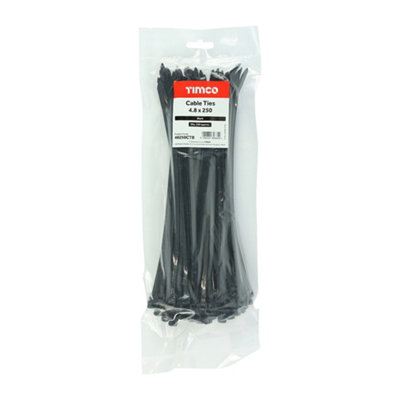 Timco - Cable Ties - Black (Size 4.8 x 250 - 100 Pieces)