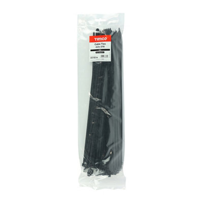 Timco - Cable Ties - Black (Size 4.8 x 370 - 100 Pieces)