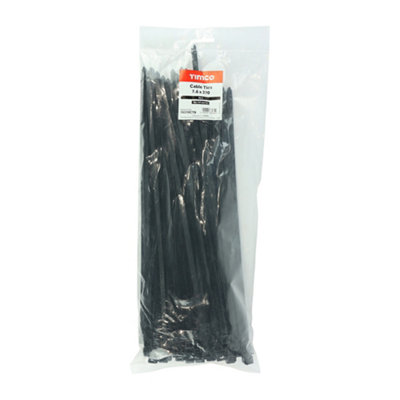 Timco - Cable Ties - Black (Size 7.6 x 370 - 100 Pieces)