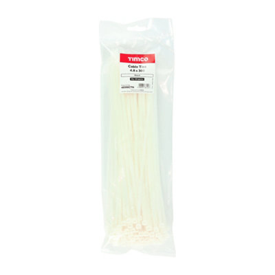 Timco - Cable Ties - Natural (Size 4.8 x 300 - 100 Pieces)