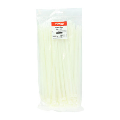 Timco - Cable Ties - Natural (Size 7.6 x 300 - 100 Pieces)