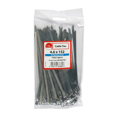 Timco - Cable Ties - Stainless Steel (Size 4.6 x 152 - 100 Pieces)