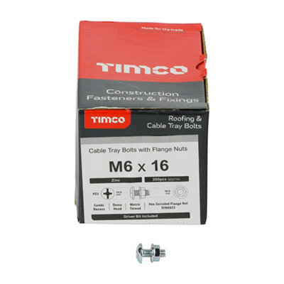 TIMCO Cable Tray Bolts & Flange Nuts Silver - M6 x 16