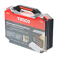 Timco - Carpenter's Speed Auger & Flat Wood Bit Kit (Size 5pcs - 5 Pieces)