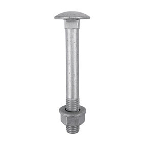 Timco - Carriage Bolts Hex Nuts & Form A Washers - Dome - Exterior - Silver (Size M10 x 100 - 10 Pieces)
