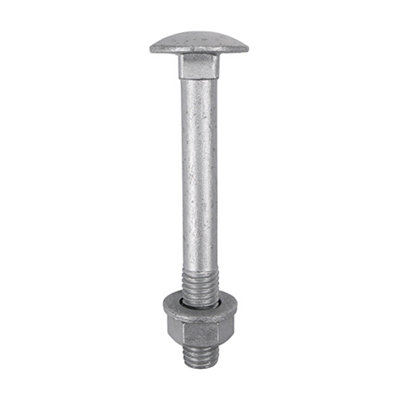 Timco - Carriage Bolts Hex Nuts & Form A Washers - Dome - Exterior - Silver (Size M12 x 75 - 10 Pieces)