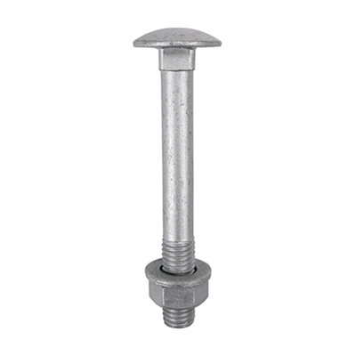 Timco - Carriage Bolts Hex Nuts & Form A Washers - Dome - Exterior - Silver (Size M6 x 40 - 10 Pieces)