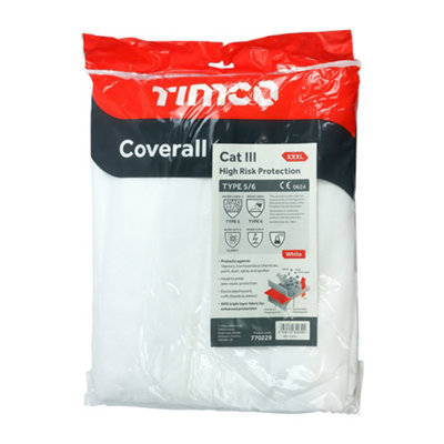 Timco - Cat III Type 5/6 Coverall - High Risk Protection - White (Size XXX Large - 1 Each)