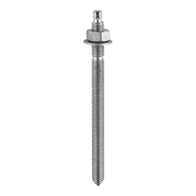 Timco - Chemical Anchor Threaded Studs, Nuts & Washers - Hot Dipped Galvanised (Size M12 x 160 - 10 Pieces)