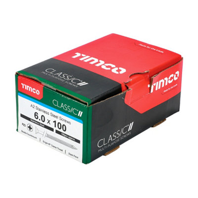 TIMCO Classic Multi-Purpose Countersunk A2 Stainless Steel Woodcrews - 6.0 x 100 (100pcs)