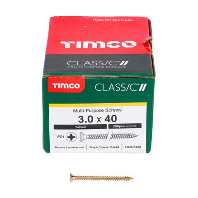 TIMCO Classic Multi-Purpose Countersunk Gold Woodscrews - 3.0 x 40