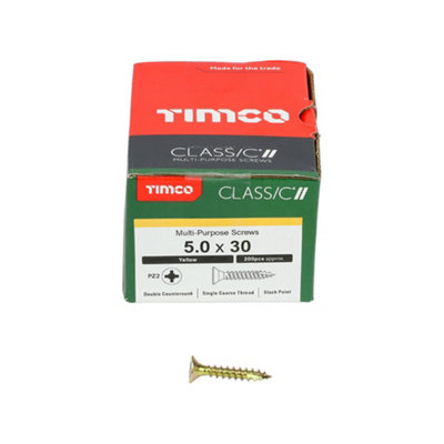 TIMCO Classic Multi-Purpose Countersunk Gold Woodscrews - 5.0 x 30 (200pcs)