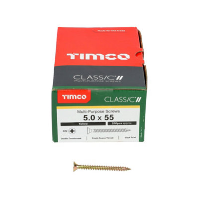 TIMCO Classic Multi-Purpose Countersunk Gold Woodscrews - 5.0 x 55 (200pcs)