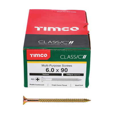 TIMCO Classic Multi-Purpose Countersunk Gold Woodscrews - 6.0 x 90 (100pcs)