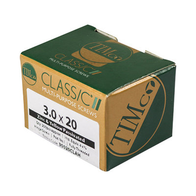 TIMCO Classic Multi-Purpose Reduced Head Countersunk Gold Piano Hinge Woodscrews - 3.0 x 20 (200pcs)