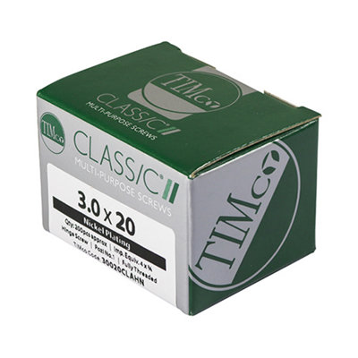 TIMCO Classic Multi-Purpose Reduced Head Countersunk Nickel Piano Hinge Woodscrews - 3.0 x 12 (200pcs)