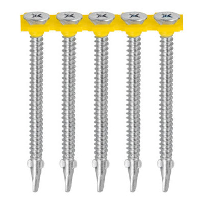 TIMCO Collated Self-Drilling Wing-Tip Steel to Timber Light Section Exterior Silver Screws  - 4.8 x 44