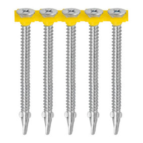 TIMCO Collated Self-Drilling Wing-Tip Steel to Timber Light Section Exterior Silver Screws  - 4.8 x 44