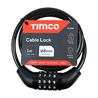 Timco - Combination Cable Lock (Size 8mm x 1m - 1 Each)