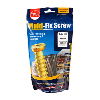 Timco - Concrete Screws - TX - Flat Countersunk - Yellow (Size 7.5 x 100 - 55 Pieces)