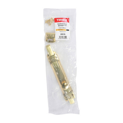 TIMCO Contract Flat Section Bolt Polished Brass - 210 x 35mm
