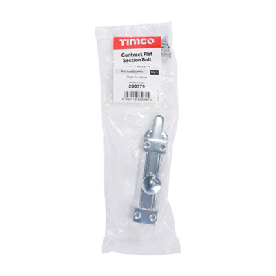 Timco - Contract Flat Section Bolt - Polished Chrome (Size 110 x 25mm - 1 Each)