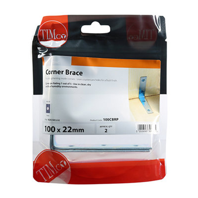 Timco - Corner Braces - Zinc (Size 100 x 100 x 22 - 2 Pieces)
