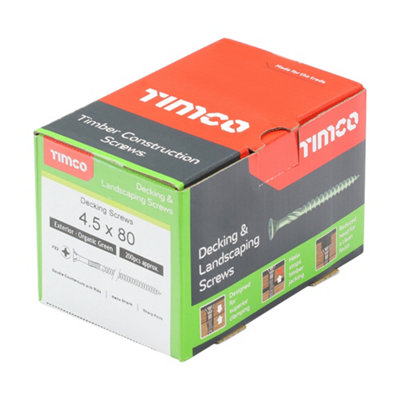 TIMCO Decking Screws Countersunk Exterior Green - 4.5 x 80 (200pcs)