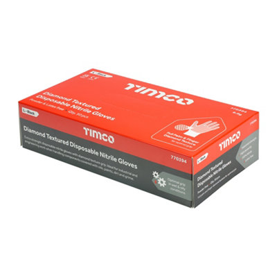 Timco - Diamond Textured Disposable Nitrile Gloves (Size Large - 50 Each)