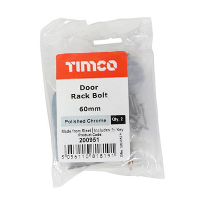 TIMCO Door Rack Bolts Polished Chrome - 60mm