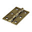 TIMCO Double Phosphor Bronze Washered Brass Hinges Antique Brass - 76 x 50