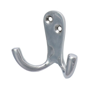 Timco - Double Robe Hook - Polished Chrome (Size 47 x 24mm - 1 Each)