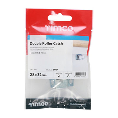 Timco - Double Roller Catches - Zinc (Size 28 x 32 x 1 - 2 Pieces)