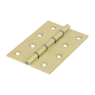 Timco - Double Steel Washered Hinges - Solid Brass - Polished Brass (Size 102 x 67 - 2 Pieces)