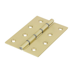 Timco - Double Steel Washered Hinges - Solid Brass - Polished Brass (Size 102 x 67 - 2 Pieces)
