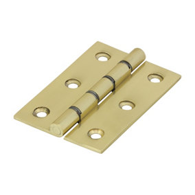 Timco - Double Steel Washered Hinges - Solid Brass - Polished Brass (Size 76 x 50 - 2 Pieces)