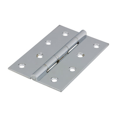 Timco - Double Steel Washered Hinges - Solid Brass - Polished Chrome (Size 102 x 67 - 2 Pieces)