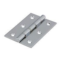 Timco - Double Steel Washered Hinges - Solid Brass - Polished Chrome (Size 76 x 50 - 2 Pieces)