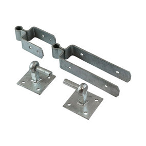 TIMCO Double Strap Gate Hinge Set with Hook on Plate Hot Dipped Galvanised - 300mm