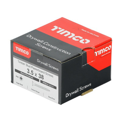 TIMCO Drywall Coarse Thread Bugle Head Black Screws - 3.5 x 38 (200pcs)