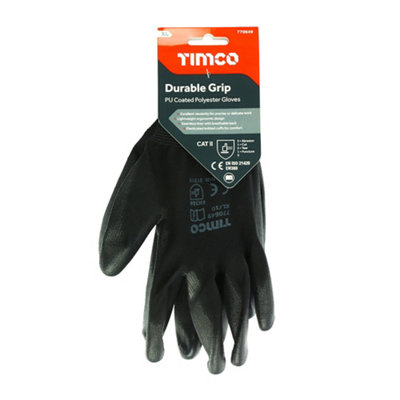 Timco - Durable Grip Gloves - PU Coated Polyester (Size X Large - 1 Each)